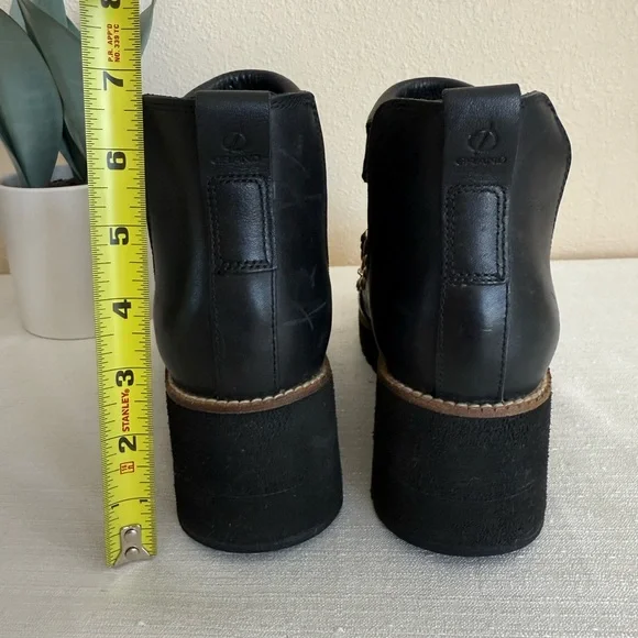 Cole Haan Black Leather Lace Up Wedge Waterproof Ankle Boots - Picture 9 of 11